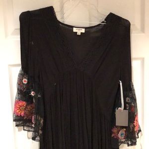 Black Tunic with Floral Sleeves